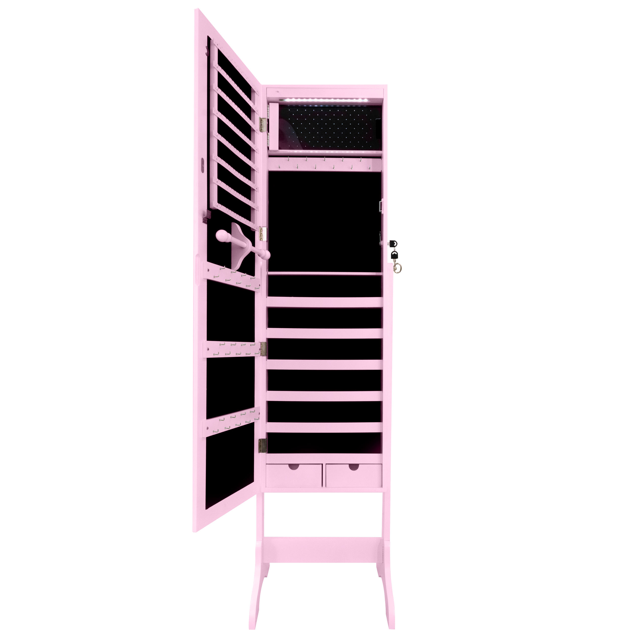 Large Pink Jewelry Box / Organizer Case - Jewelry Mini-Armoire With Display  Stand & Mirror - Zen Merchandiser