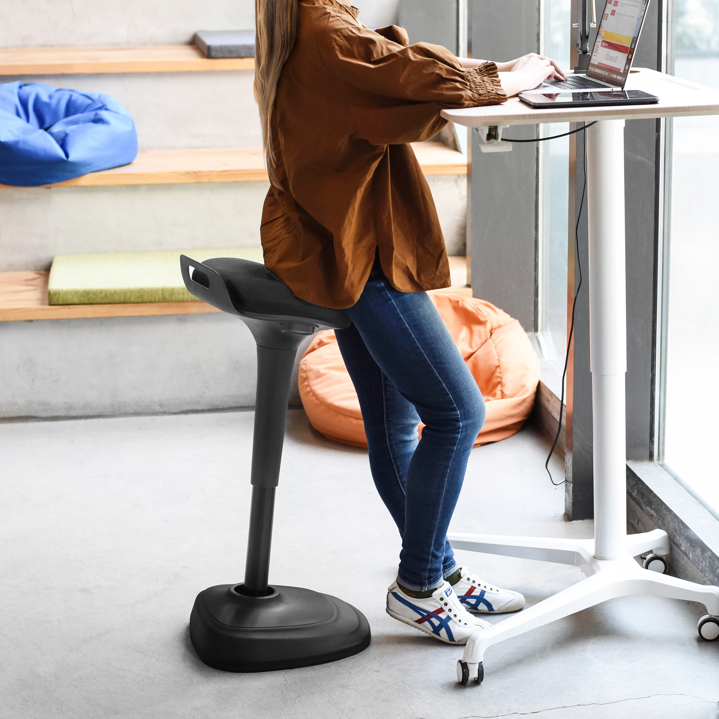 Standing Desk Chair with Adjustable Height and Anti-Fatigue Mat for Standing,  Leaning, Perching, and Sitting, Ergonomic Stool for Support, Standup  Leaning Chair for Standing Desk 